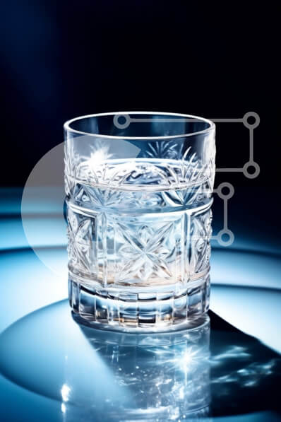 Intra Συλλεκτικό Ξύλινο Παζλ Plywood  4mm - Αναψυκτικό σε ένα ποτήρι νερό σε μια μπλε επιφάνεια Σε Ξύλινο Κουτί - Διαστάσεις: 10x10 cm – 25 κομμάτια