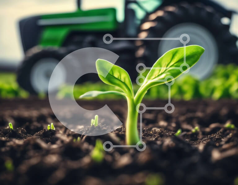 Intra Συλλεκτικό Ξύλινο Παζλ Plywood  4mm - Αγροτικό τρακτέρ και πράσινο φυτό στο χωράφι Σε Ξύλινο Κουτί - Διαστάσεις: 10x10 cm – 25 κομμάτια