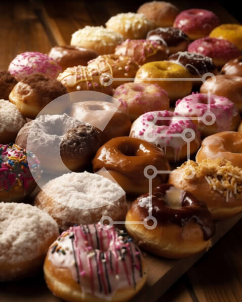 Σετ των 2 Intra Συλλεκτικό Ξύλινο Παζλ Plywood  4mm - Διάφοροι ντόνατς με γαρνιτούρες, σοκολάτα και γλάσο Σε Ξύλινο Κουτί - Διαστάσεις: 10x10 cm – 25 κομμάτια