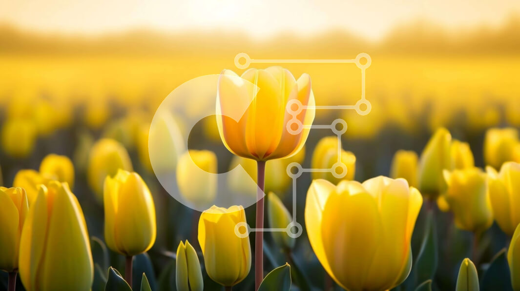 Intra Συλλεκτικό Ξύλινο Παζλ Plywood  4mm - Ζωντανό πεδίο λουλουδιών με το φως του ήλιου Σε Ξύλινο Κουτί - Διαστάσεις: 10x10 cm – 25 κομμάτια