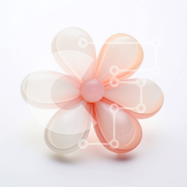 Intra Συλλεκτικό Ξύλινο Παζλ Plywood  4mm - Ροζ και λευκό μπαλόνι λουλούδι σε άσπρο φόντο Σε Ξύλινο Κουτί - Διαστάσεις Puzzle: 10x10 cm – 25 κομμάτια