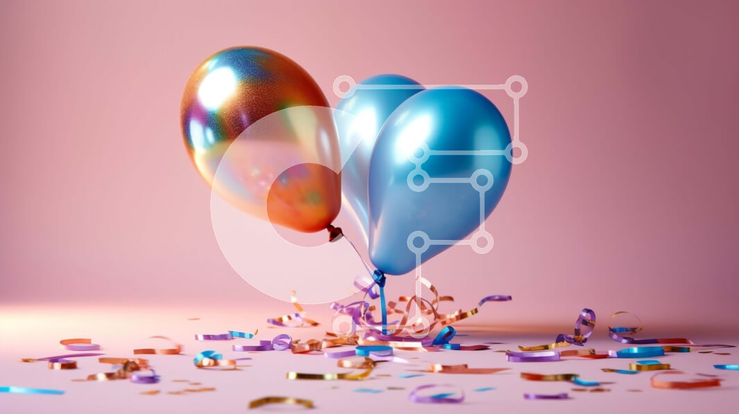 Intra Συλλεκτικό Ξύλινο Παζλ Plywood  4mm - Πολύχρωμα μπαλόνια με κομφετί σε ροζ φόντο Σε Ξύλινο Κουτί - Διαστάσεις Puzzle: 10x10 cm – 25 κομμάτια