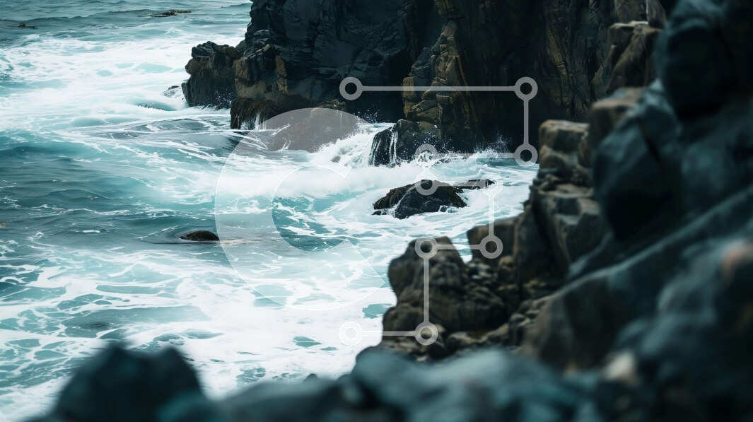 Intra Συλλεκτικό Ξύλινο Παζλ Plywood  4mm - Surfers Riding Waves κοντά στους βραχώδεις βράχους Σε Ξύλινο Κουτί - Διαστάσεις Puzzle: 10x10 cm – 25 κομμάτια