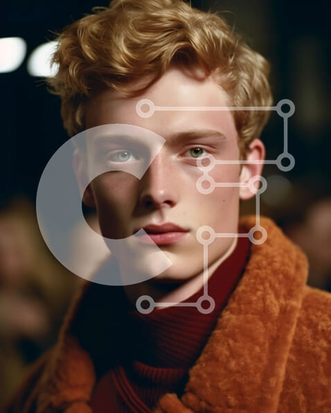 Intra Συλλεκτικό Ξύλινο Παζλ Plywood  4mm - Πορτρέτο ενός νεαρού άνδρα με ξανθά μαλλιά και μπλε μάτια σε μια κομψή στολή Σε Ξύλινο Κουτί - Διαστάσεις Puzzle: 10x10 cm – 25 κομμάτια