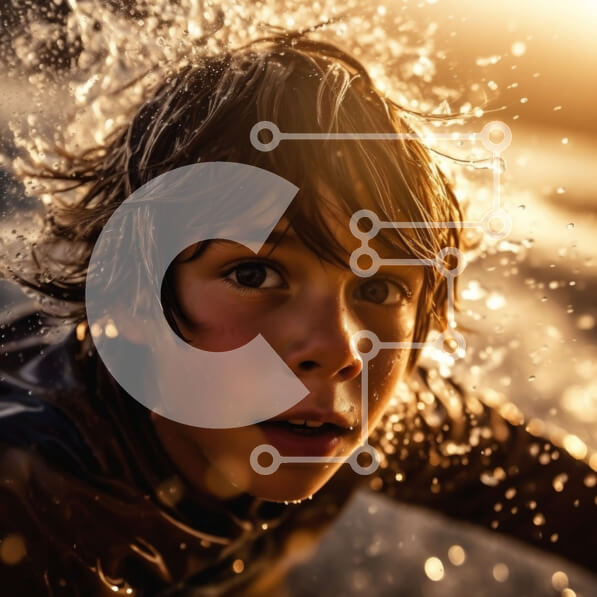 Intra Συλλεκτικό Ξύλινο Παζλ Plywood  4mm - Εκπληκτική εικόνα ενός νεαρού αγοριού στο νερό με το ηλιοβασίλεμα πίσω του Σε Ξύλινο Κουτί - Διαστάσεις Puzzle: 10x10 cm – 25 κομμάτια