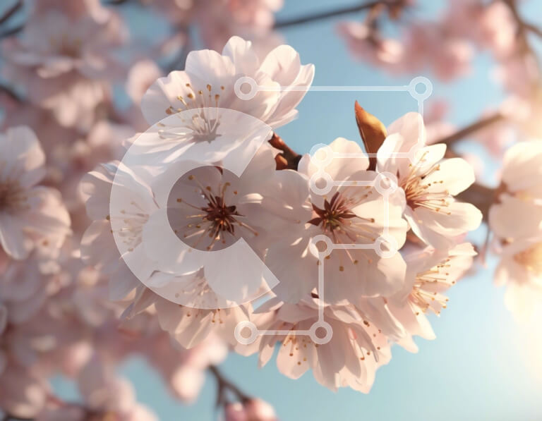 Intra Συλλεκτικό Ξύλινο Παζλ Plywood  4mm - Η κερασιά ανθίζει την άνοιξη με το φως του ήλιου Σε Ξύλινο Κουτί - Διαστάσεις: 10x10 cm – 25 κομμάτια