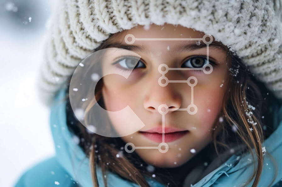 Intra Συλλεκτικό Ξύλινο Παζλ Plywood  4mm - Αξιολάτρευτη εικόνα ενός νεαρού κοριτσιού με χειμερινά ρούχα που παίζει στο χιόνι Σε Ξύλινο Κουτί - Διαστάσεις Puzzle: 10x10 cm – 25 κομμάτια