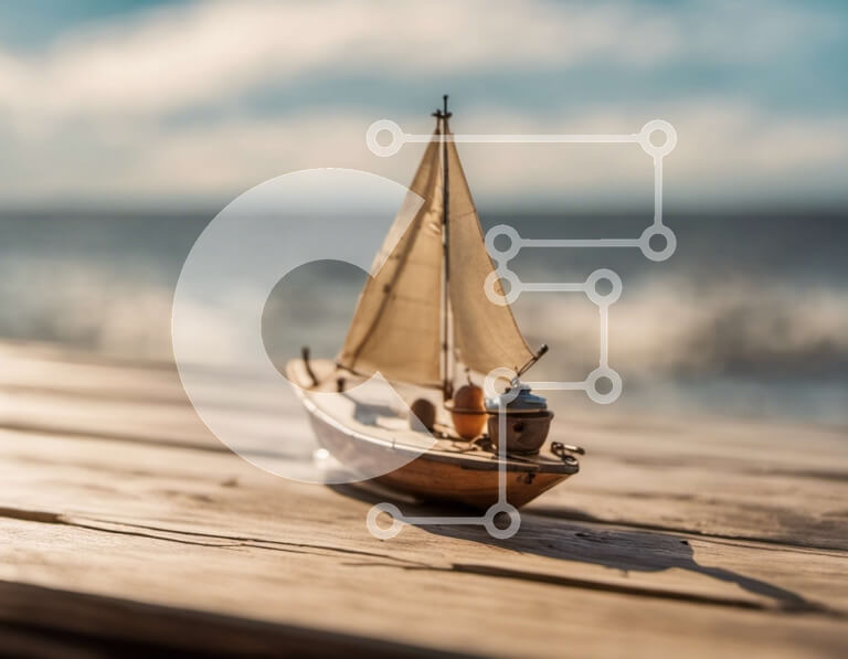 Intra Συλλεκτικό Ξύλινο Παζλ Plywood  4mm - Ξύλινο ιστιοφόρο στην αποβάθρα με καθαρό μπλε ουρανό Σε Ξύλινο Κουτί - Διαστάσεις: 10x10 cm – 25 κομμάτια