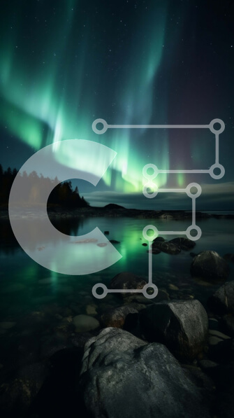 Σετ των 2 Intra Συλλεκτικό Ξύλινο Παζλ Plywood  4mm - Εκπληκτικό Aurora Borealis/Βόρειο Σέλας πάνω από ήρεμα νερά και βράχους Σε Ξύλινο Κουτί - Διαστάσεις: 10x10 cm – 25 κομμάτια