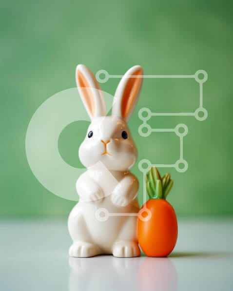 Intra Συλλεκτικό Ξύλινο Παζλ Plywood  4mm - Ειδώλιο λαγουδάκι του Πάσχα με πορτοκάλι και καρότο Σε Ξύλινο Κουτί - Διαστάσεις: 10x10 cm – 25 κομμάτια