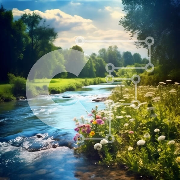 Intra Συλλεκτικό Ξύλινο Παζλ Plywood  4mm - Όμορφη εικόνα ενός γαλήνιου ποταμού και ενός καταπράσινου λιβαδιού Σε Ξύλινο Κουτί - Διαστάσεις: 10x10 cm – 25 κομμάτια