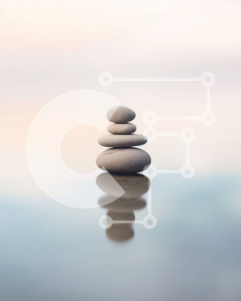 Intra Συλλεκτικό Ξύλινο Παζλ Plywood  4mm - Όμορφη εικόνα με βότσαλα ισορροπημένα σε ήρεμο νερό Σε Ξύλινο Κουτί - Διαστάσεις: 10x10 cm – 25 κομμάτια