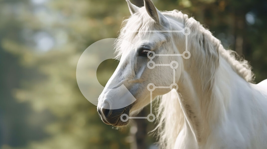 Intra Συλλεκτικό Ξύλινο Παζλ Plywood  4mm - Λευκό άλογο στο χωράφι με δέντρα στο φόντο Σε Ξύλινο Κουτί - Διαστάσεις: 10x10 cm – 25 κομμάτια