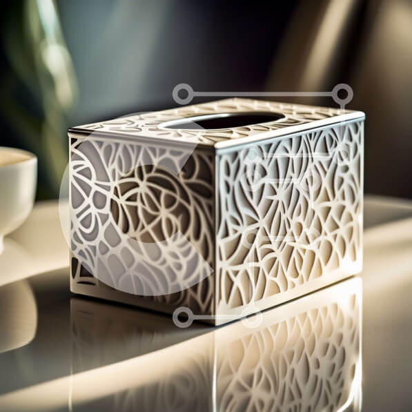 Intra Συλλεκτικό Ξύλινο Παζλ Plywood  4mm - Κομψό λευκό χαρτομάντηλο με περίπλοκο σχέδιο κοπής με λέιζερ στο τραπέζι Σε Ξύλινο Κουτί - Διαστάσεις: 10x10 cm – 25 κομμάτια