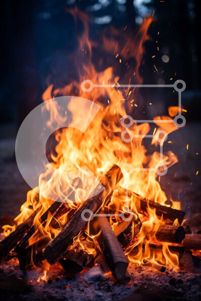 Σετ των 2 Intra Συλλεκτικό Ξύλινο Παζλ Plywood  4mm - Φωτιά στο δάσος τη νύχτα Σε Ξύλινο Κουτί - Διαστάσεις: 10x10 cm – 25 κομμάτια