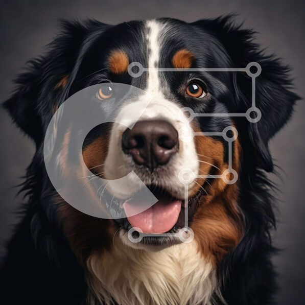 Intra Συλλεκτικό Ξύλινο Παζλ Plywood  4mm - Κοντινό πλάνο του προσώπου ενός σκύλου στο βουνό της Βέρνης Σε Ξύλινο Κουτί - Διαστάσεις: 10x10 cm – 25 κομμάτια