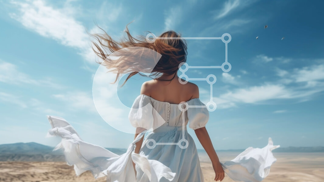 Intra Συλλεκτικό Ξύλινο Παζλ Plywood  4mm - Γυναίκα με λευκό φόρεμα σε μια έρημη παραλία με μπλε ουρανό και σύννεφα Σε Ξύλινο Κουτί - Διαστάσεις: 10x10 cm – 25 κομμάτια