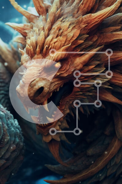 Intra Συλλεκτικό Ξύλινο Παζλ Plywood  4mm - Απόκοσμη εικόνα ενός πλάσματος που μοιάζει με δράκο σε ένα χιονισμένο τοπίο Σε Ξύλινο Κουτί - Διαστάσεις Puzzle: 10x10 cm – 25 κομμάτια