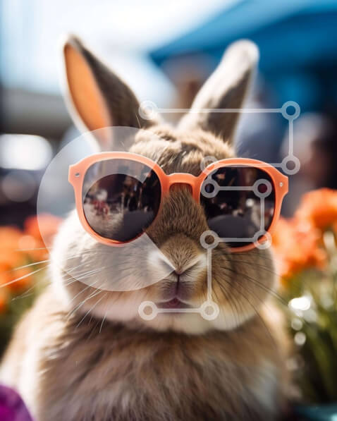 Σετ των 2 Intra Συλλεκτικό Ξύλινο Παζλ Plywood  4mm - Χαλαρό καφέ κουνελάκι με γυαλιά ηλίου και λουλούδια Σε Ξύλινο Κουτί - Διαστάσεις: 10x10 cm – 25 κομμάτια