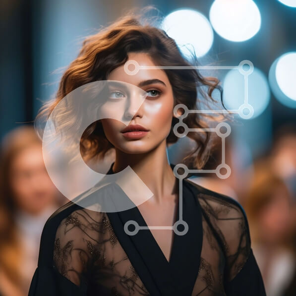 Σετ των 2 Intra Συλλεκτικό Ξύλινο Παζλ Plywood  4mm - Εκπληκτική επίδειξη μόδας: Μαύρο φόρεμα δαντέλας με βαθιά λαιμόκοψη και ψηλό σκίσιμο Σε Ξύλινο Κουτί - Διαστάσεις: 10x10 cm – 25 κομμάτια