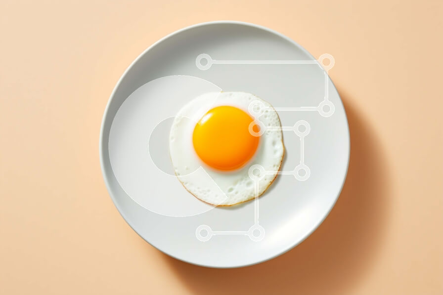 Σετ των 2 Intra Συλλεκτικό Ξύλινο Παζλ Plywood  4mm - Τηγανητό αυγό σε λευκό πιάτο με γαρνιτούρες Σε Ξύλινο Κουτί - Διαστάσεις: 10x10 cm – 25 κομμάτια