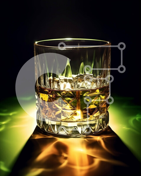 Σετ των 2 Intra Συλλεκτικό Ξύλινο Παζλ Plywood  4mm - Ποτήρι ουίσκι σε φωτισμένο φόντο με γαρνιτούρα Σε Ξύλινο Κουτί - Διαστάσεις: 10x10 cm – 25 κομμάτια