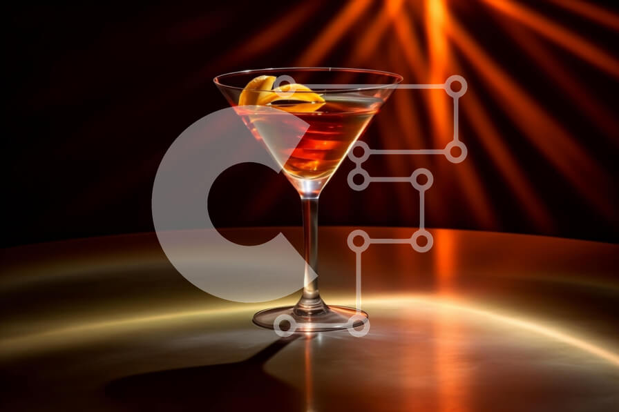 Σετ των 2 Intra Συλλεκτικό Ξύλινο Παζλ Plywood  4mm - Κλασικό κοκτέιλ Martini με δροσιστικό Lemon Twist σε καθαρό ποτήρι σε σκούρο φόντο Σε Ξύλινο Κουτί - Διαστάσεις: 10x10 cm – 25 κομμάτια