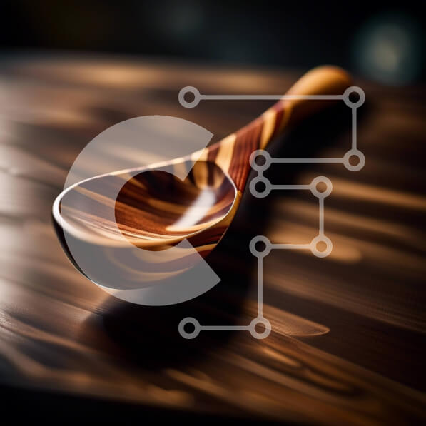 Σετ των 2 Intra Συλλεκτικό Ξύλινο Παζλ Plywood  4mm - Κοντινό πλάνο ξύλινο κουτάλι σε ρουστίκ ξύλινο τραπέζι Σε Ξύλινο Κουτί - Διαστάσεις: 10x10 cm – 25 κομμάτια