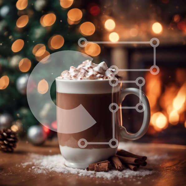 Intra Συλλεκτικό Ξύλινο Παζλ Plywood  4mm - Γιορτινό ζεστό κακάο με ξυλάκια κανέλας και νιφάδες χιονιού Σε Ξύλινο Κουτί - Διαστάσεις Puzzle: 10x10 cm – 25 κομμάτια