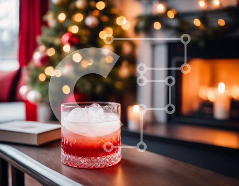 Intra Συλλεκτικό Ξύλινο Παζλ Plywood  4mm - Γιορτή διακοπών με ένα ποτήρι κόκκινο υγρό και βιβλίο Σε Ξύλινο Κουτί - Διαστάσεις: 10x10 cm – 25 κομμάτια