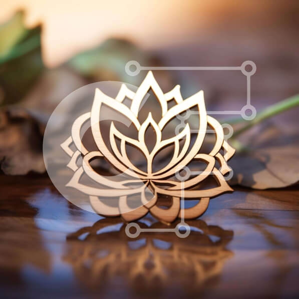 Intra Συλλεκτικό Ξύλινο Παζλ Plywood  4mm - Ξύλινη καρφίτσα λουλουδιών λωτού στο τραπέζι με φύλλα και λουλούδια Σε Ξύλινο Κουτί - Διαστάσεις: 10x10 cm – 25 κομμάτια