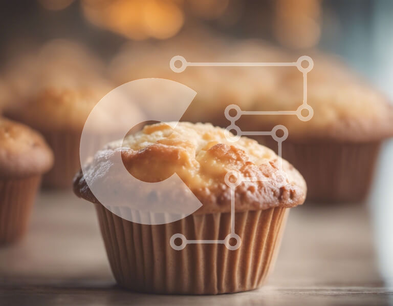 Σετ των 2 Intra Συλλεκτικό Ξύλινο Παζλ Plywood  4mm - Muffins σε ξύλινο τραπέζι με θολό φόντο Σε Ξύλινο Κουτί - Διαστάσεις: 10x10 cm – 25 κομμάτια