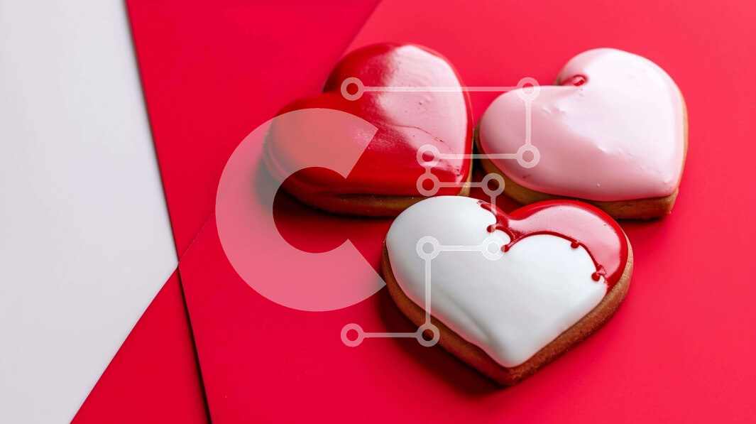 Σετ των 2 Intra Συλλεκτικό Ξύλινο Παζλ Plywood  4mm - Μπισκότα σε σχήμα καρδιάς σε κόκκινο φόντο Σε Ξύλινο Κουτί - Διαστάσεις: 10x10 cm – 25 κομμάτια