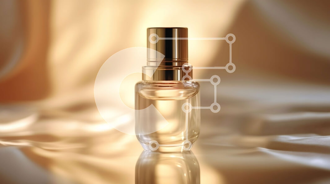 Σετ των 2 Intra Συλλεκτικό Ξύλινο Παζλ Plywood  4mm - Γυαλιστερό άρωμα από χρυσό σε διαφανές γυάλινο μπουκάλι σε γυαλιστερή επιφάνεια Σε Ξύλινο Κουτί - Διαστάσεις: 10x10 cm – 25 κομμάτια