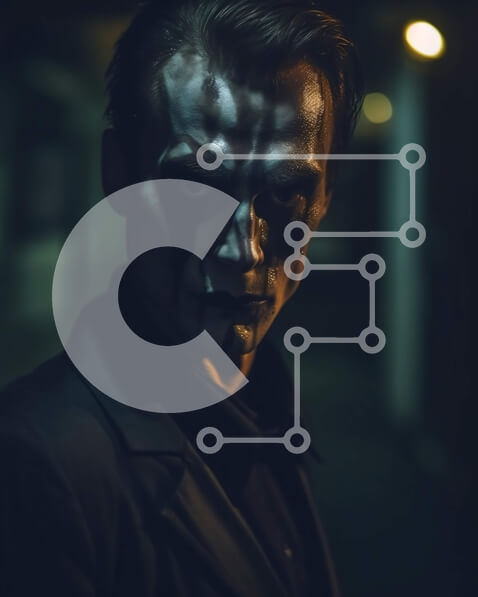 Intra Συλλεκτικό Ξύλινο Παζλ Plywood  4mm - Σοβαρός άντρας με φάντασμα λευκό πρόσωπο στο σκοτεινό δρομάκι Σε Ξύλινο Κουτί - Διαστάσεις Puzzle: 10x10 cm – 25 κομμάτια