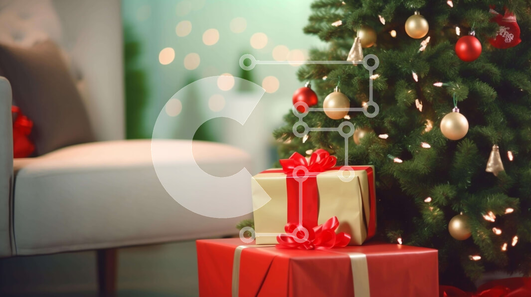 Intra Συλλεκτικό Ξύλινο Παζλ Plywood  4mm - Κόκκινα κουτιά δώρων και χριστουγεννιάτικο δέντρο Σε Ξύλινο Κουτί - Διαστάσεις: 10x10 cm – 25 κομμάτια