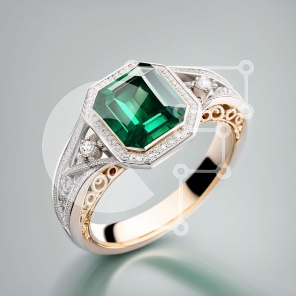 Σετ των 2 Intra Συλλεκτικό Ξύλινο Παζλ Plywood  4mm - Εκπληκτικό σμαραγδένιο δαχτυλίδι με περίπλοκο σχέδιο ζωνών Σε Ξύλινο Κουτί - Διαστάσεις: 10x10 cm – 25 κομμάτια