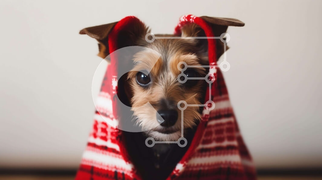 Σετ των 2 Intra Συλλεκτικό Ξύλινο Παζλ Plywood  4mm - Αξιολάτρευτο σκυλί τυλιγμένο με κόκκινες κουβέρτες Σε Ξύλινο Κουτί - Διαστάσεις: 10x10 cm – 25 κομμάτια