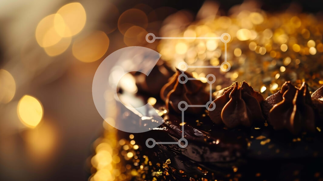 Σετ των 2 Intra Συλλεκτικό Ξύλινο Παζλ Plywood  4mm - Περίτεχνα διακοσμημένο κέικ σοκολάτας με χρυσά πασπαλίσματα και αστραφτερά φωτάκια Σε Ξύλινο Κουτί - Διαστάσεις: 10x10 cm – 25 κομμάτια