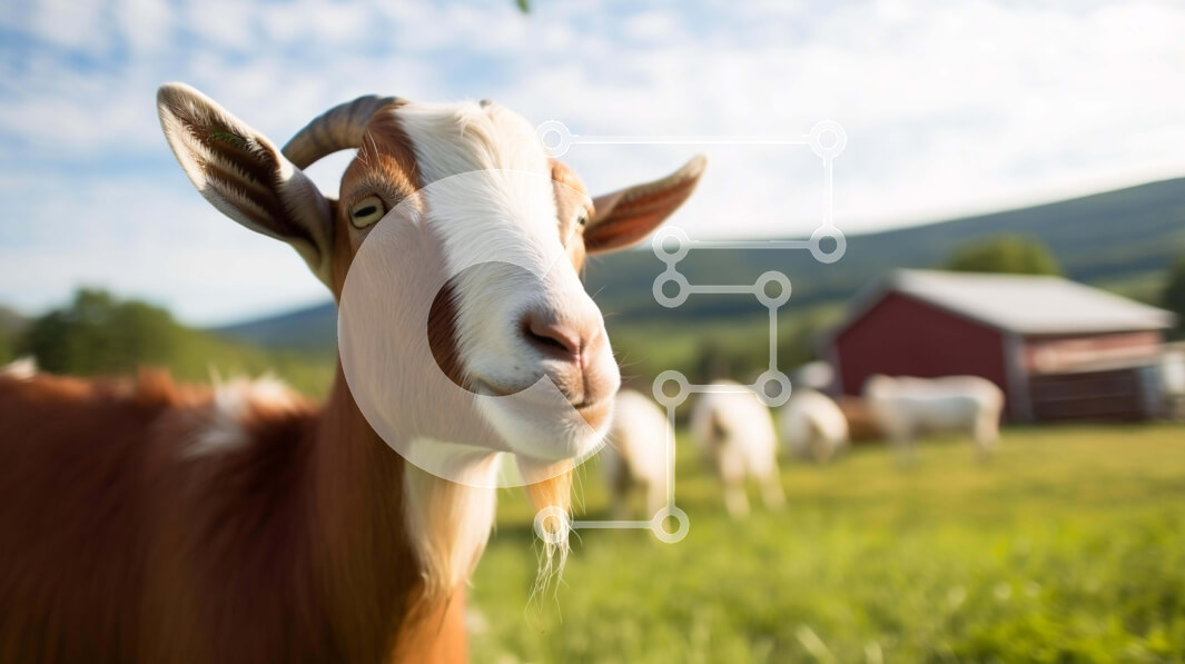 Σετ των 2 Intra Συλλεκτικό Ξύλινο Παζλ Plywood  4mm - Περίεργη κατσίκα στο γρασίδι με άλλες κατσίκες Σε Ξύλινο Κουτί - Διαστάσεις: 10x10 cm – 25 κομμάτια