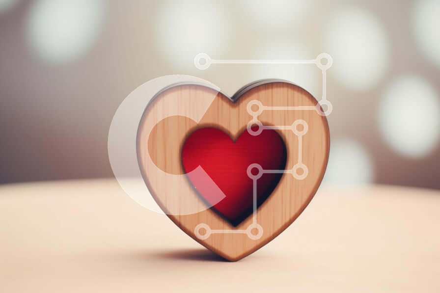 Intra Συλλεκτικό Ξύλινο Παζλ Plywood  4mm - Ξύλινο αντικείμενο σε σχήμα καρδιάς στο τραπέζι με κόκκινη μπογιά Σε Ξύλινο Κουτί - Διαστάσεις: 10x10 cm – 25 κομμάτια