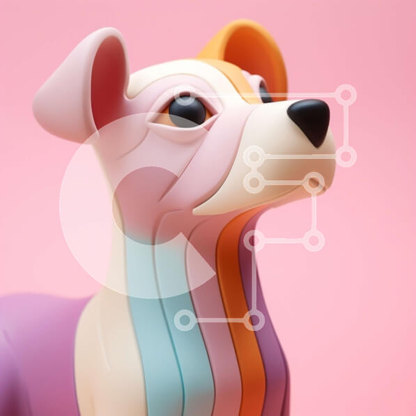 Intra Συλλεκτικό Ξύλινο Παζλ Plywood  4mm - Πολύχρωμο σκυλί παιχνιδιών σε ροζ φόντο Σε Ξύλινο Κουτί - Διαστάσεις: 10x10 cm – 25 κομμάτια