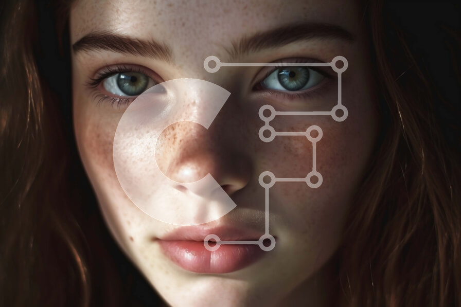 Intra Συλλεκτικό Ξύλινο Παζλ Plywood  4mm - Όμορφο πορτρέτο μιας φυσικής νεαρής γυναίκας με καστανά μαλλιά και πράσινα μάτια Σε Ξύλινο Κουτί - Διαστάσεις Puzzle: 10x10 cm – 25 κομμάτια