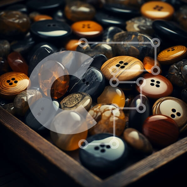 Intra Συλλεκτικό Ξύλινο Παζλ Plywood  4mm - Συλλογή κουμπιών  Σε Ξύλινο Κουτί Σε Ξύλινο Κουτί - Διαστάσεις: 10x10 cm – 25 κομμάτια