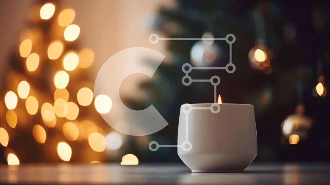 Intra Συλλεκτικό Ξύλινο Παζλ Plywood  4mm - Λευκό κερί μπροστά από το φωτισμένο χριστουγεννιάτικο δέντρο Σε Ξύλινο Κουτί - Διαστάσεις: 10x10 cm – 25 κομμάτια