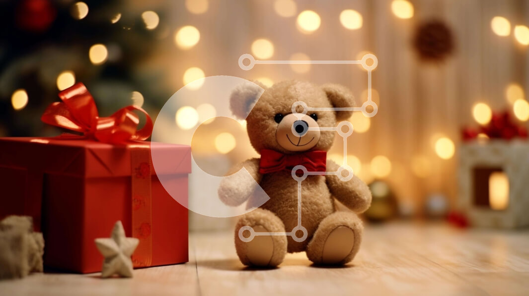 Intra Συλλεκτικό Ξύλινο Παζλ Plywood  4mm - Καφέ αρκουδάκι με κουτί δώρου και χριστουγεννιάτικα στολίδια Σε Ξύλινο Κουτί - Διαστάσεις Puzzle: 10x10 cm – 25 κομμάτια