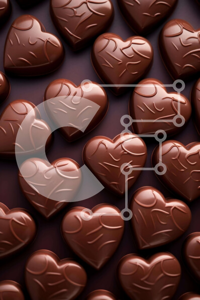 Σετ των 2 Intra Συλλεκτικό Ξύλινο Παζλ Plywood  4mm - Συστάδα από σοκολατένιες καραμέλες σε σχήμα καρδιάς σε σκούρο φόντο Σε Ξύλινο Κουτί - Διαστάσεις: 10x10 cm – 25 κομμάτια