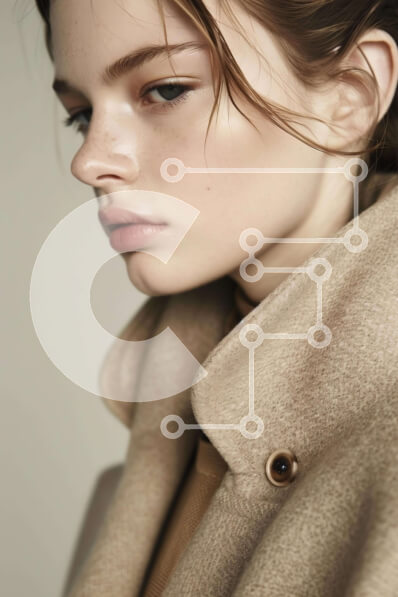 Intra Συλλεκτικό Ξύλινο Παζλ Plywood  4mm - Κομψή νεαρή γυναίκα με κομψό μπεζ παλτό Σε Ξύλινο Κουτί - Διαστάσεις Puzzle: 10x10 cm – 25 κομμάτια