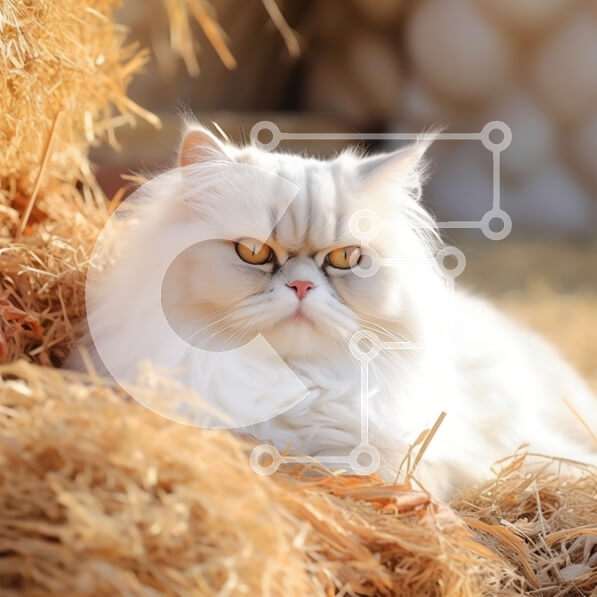 Intra Συλλεκτικό Ξύλινο Παζλ Plywood  4mm - Αξιολάτρευτη λευκή περσική γάτα στον αχυρώνα Σε Ξύλινο Κουτί - Διαστάσεις: 10x10 cm – 25 κομμάτια