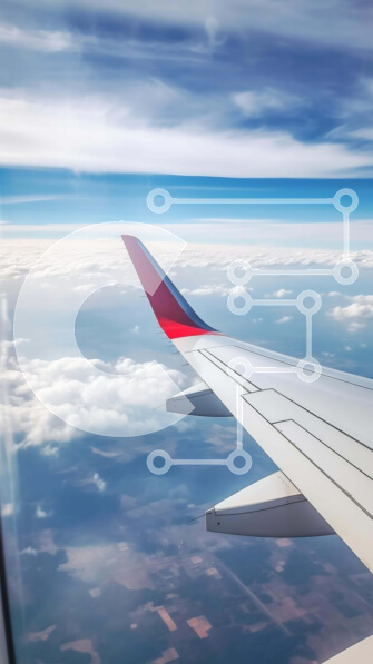 Intra Συλλεκτικό Ξύλινο Παζλ Plywood  4mm - Πτέρυγα αεροπλάνου στον ουρανό με τα σύννεφα Σε Ξύλινο Κουτί - Διαστάσεις Puzzle: 10x10 cm – 25 κομμάτια